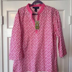 NWT Cape Madras Pink and White Geometric Tunic